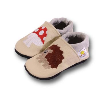 Krabbelschuhe Igel und Pilz